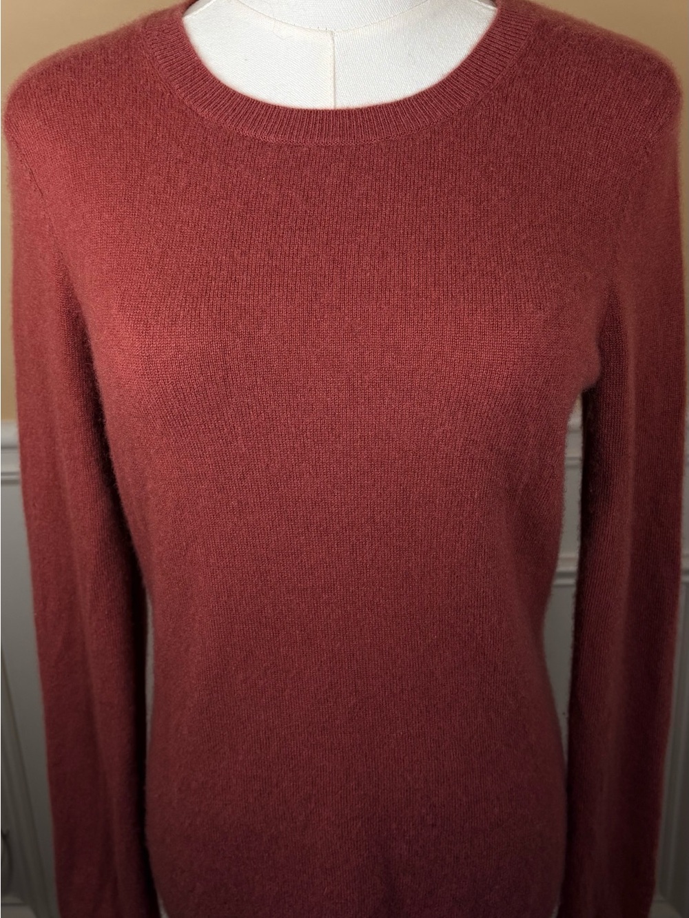 🧶 Lands’ End 100% Cashmere Crewneck Sweater XS Dusty Brick Rose